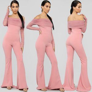 💜 Fashion Nova Kendall Ruched Mesh Mauve Jumpsuit